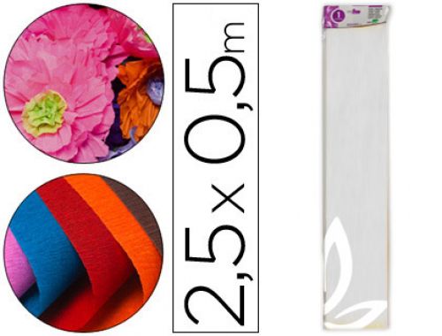 Papel crepe em celofane liderpapel 50 cm x 2,5 m branco classico , Liderpapel , 24264 , 8423473242647
